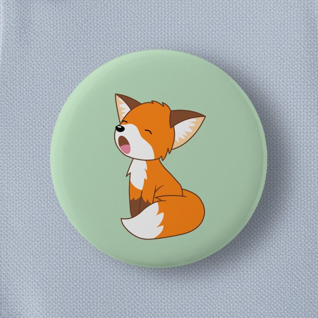 Cute Sleepy Little Fox Pinback Button (Creator Uploaded)