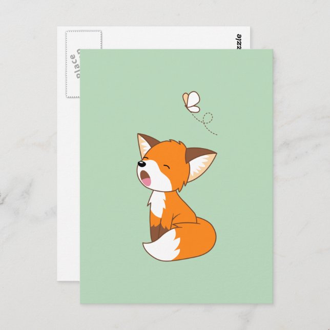 Cute Sleepy Little Fox Postcard (Front/Back)