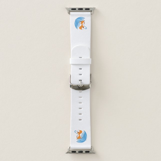 Cute Sleepy Little Fox under Umbrella Apple Watch Band (Band)