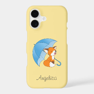 Cute Sleepy Little Fox under Umbrella iPhone 17 Case