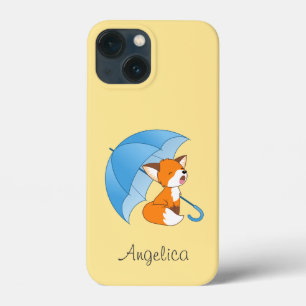 Cute Sleepy Little Fox under Umbrella iPhone 13 Mini Case