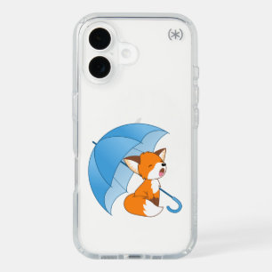 Cute Sleepy Little Fox under Umbrella iPhone 16 Case