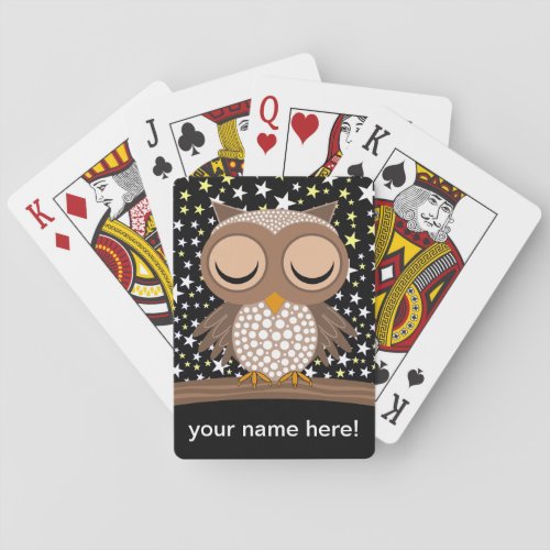 cute sleepy owl poker cards