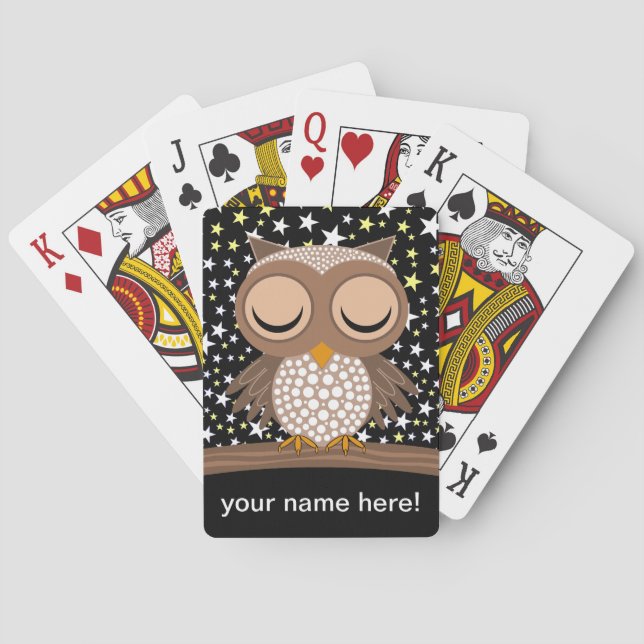 cute sleepy owl poker cards (Back)
