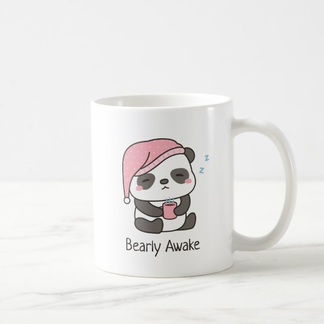 Cute Sleepy Panda Bearly Awake Humor coffee mug (Right)