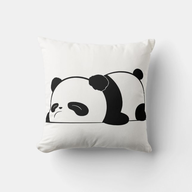 Cute Sleepy Panda Design Throw Pillow (Front)