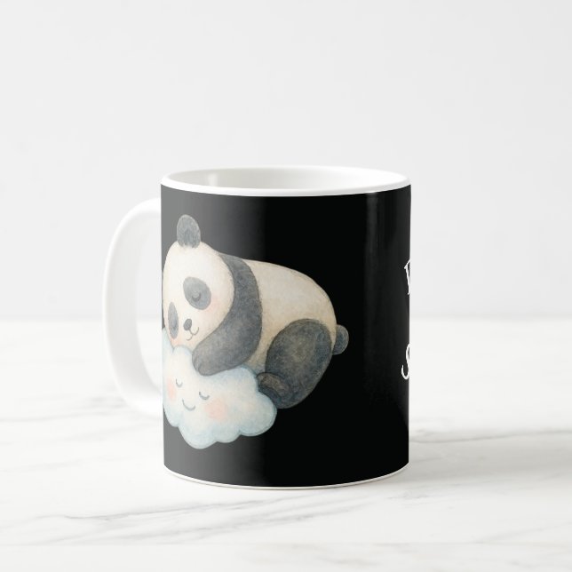 Cute Sleepy Panda on Cloud Watercolor Coffee Mug (Front Left)