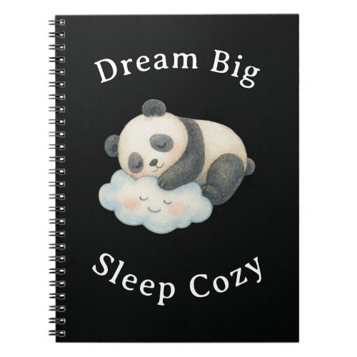 Cute Sleepy Panda on Cloud Watercolor Notebook