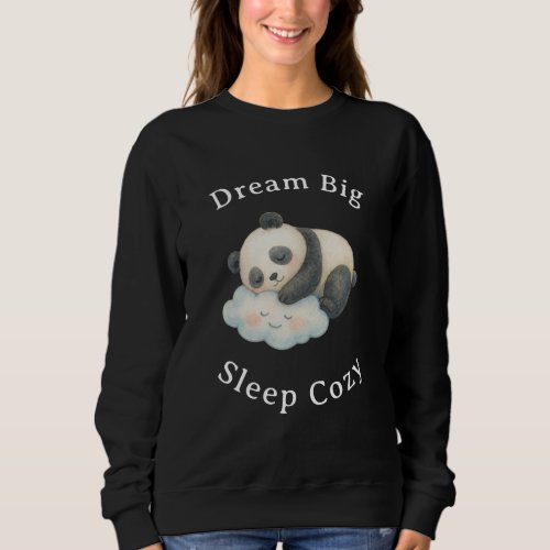 Cute Sleepy Panda on Cloud Watercolor Sweatshirt