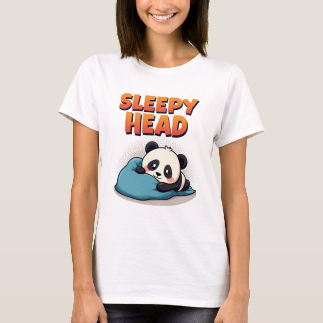 Cute Sleepy Panda “Sleepy Head” Women’s T-Shirt (Front)
