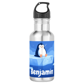 Cute Sleepy Penguin, Personalized Water Bottle