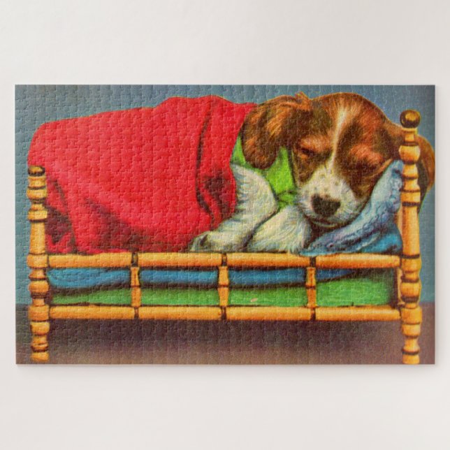 cute sleepy puppy jigsaw puzzle (Horizontal)