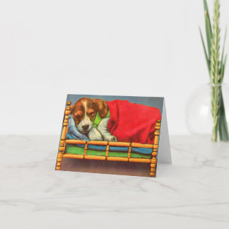 cute sleepy puppy note card