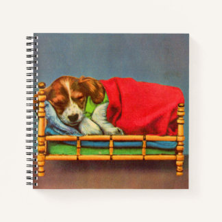 cute sleepy puppy notebook