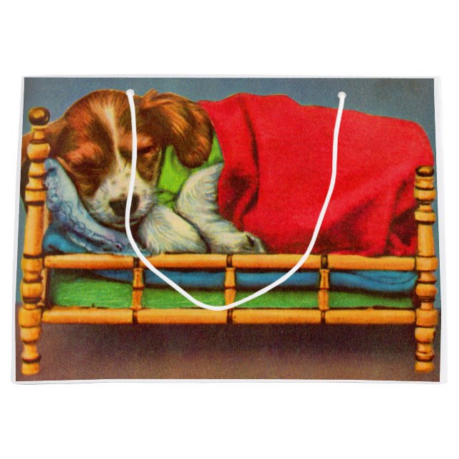 cute sleepy puppy print large gift bag (Front)