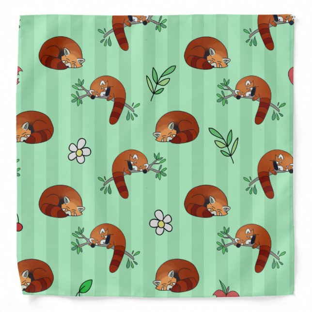 Cute Sleepy Red Panda Pattern Bandana (Front)