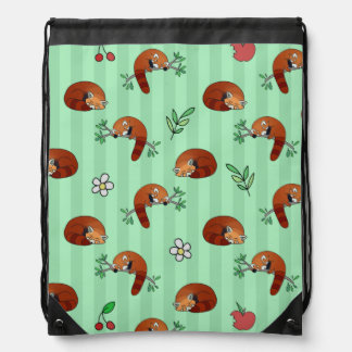 Cute Sleepy Red Panda Pattern Drawstring Bag