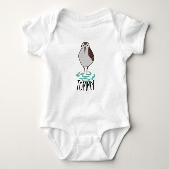 Cute Sleepy Sandpiper Baby Bodysuit (Front)