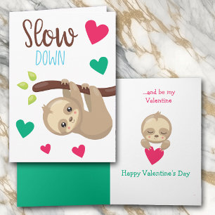 Cute Sleepy Sloth Kids Valentine Card