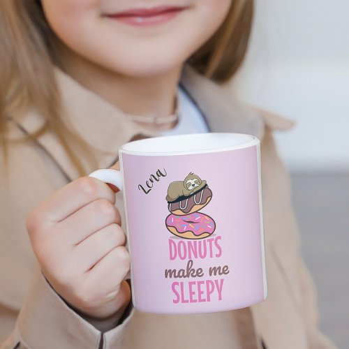 Cute Sleepy Sloth Resting on Pink Sprinkle Donut Coffee Mug