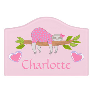 Cute Sleepy Sloth Small Room Sign, Foam Adhesive Door Sign