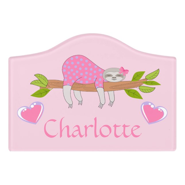 Cute Sleepy Sloth Small Room Sign, Foam Adhesive Door Sign (Small Crest Front)