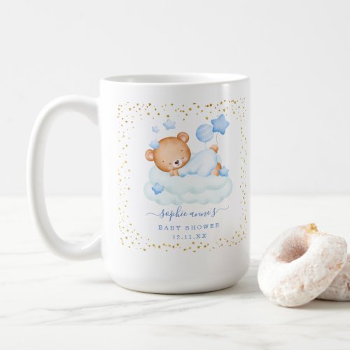 Cute Sleepy Teddy Bear Balloons Boy Baby Shower Coffee Mug