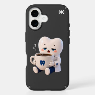 Cute Sleepy Tooth Dentist Coffee Black Phone Case