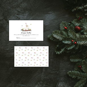 Cute Sleigh Polar Bear Diaper Raffle Baby Shower  Enclosure Card