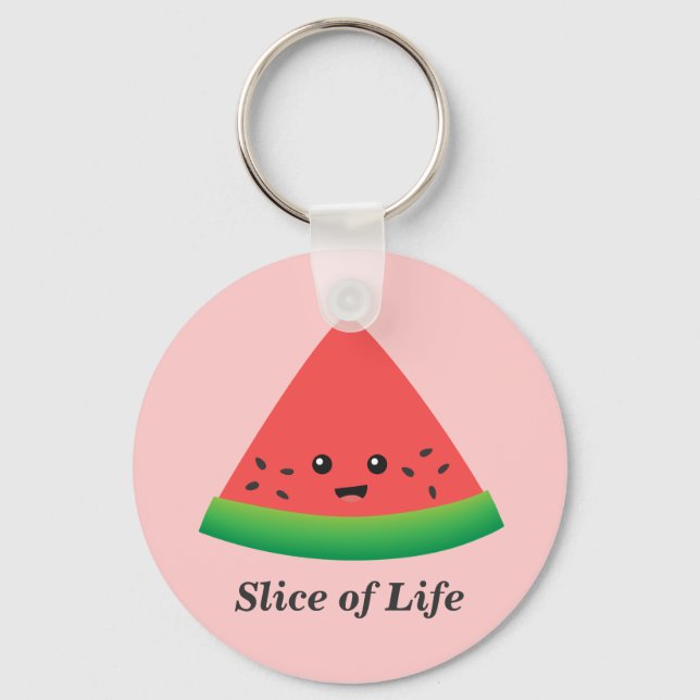 Cute Slice of Watermelon Pink Keychain (Front)