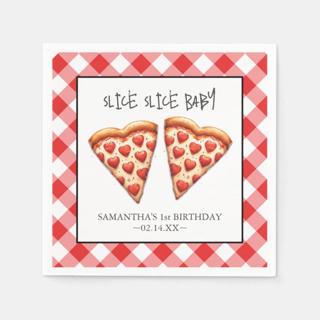 Cute Slice Slice Baby Pizza Party Napkins (Front)