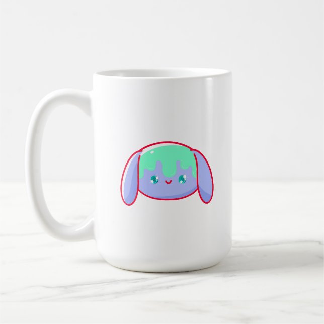 Cute Slime Bunny Water Droplet Character Coffee Mug (Left)
