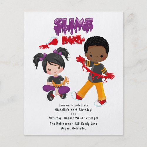 Cute Slime Party Birthday Invitation Flyer