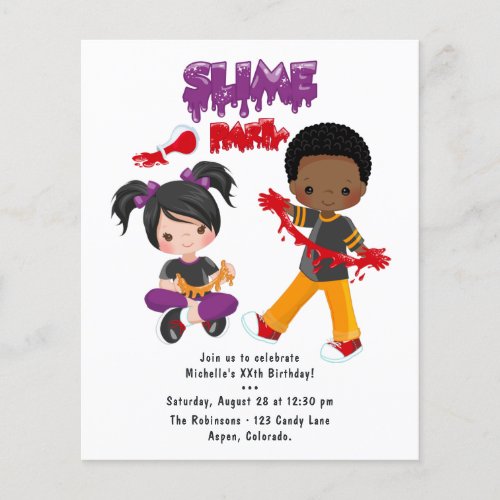 Cute Slime Party Birthday Invitation Flyer