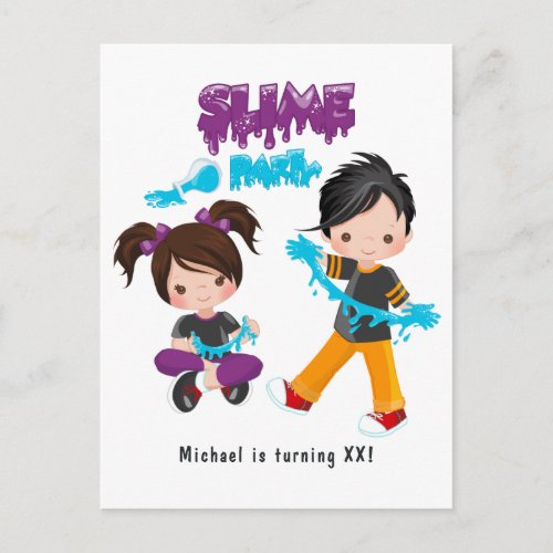 Cute Slime Party Birthday Invitation Postcard