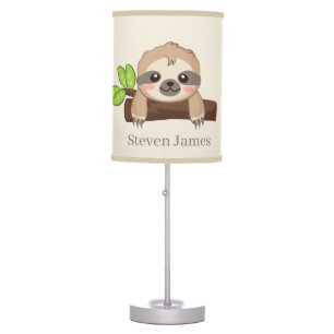 cute sloth add name decor Table Lamp