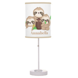 Cute sloth add name girls room decor table lamp