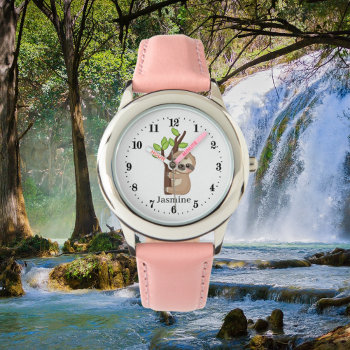 Cute Sloth Add Name Watch by DoodlesGifts at Zazzle