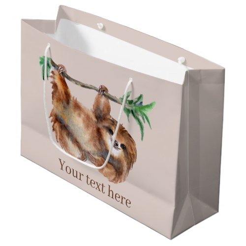 cute sloth add text party large gift bag