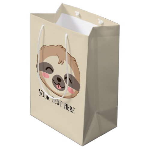 cute sloth add text party medium gift bag