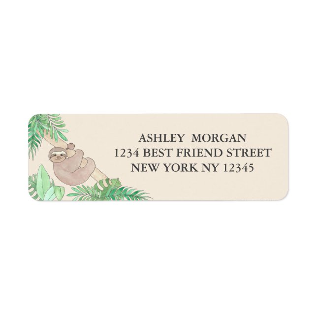 Cute Sloth Address Label (Front)
