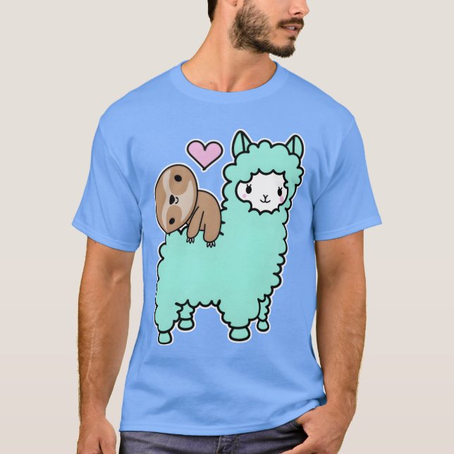 Cute Sloth And Llama Best Friends Kawaii K Alpaca  T-Shirt (Front)