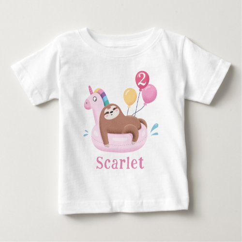 Cute Sloth and Unicorn Birthday T_Shirt