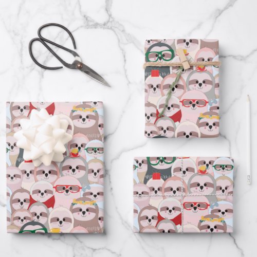 Cute Sloth Animal Cartoon Funny Animal Wrapping Paper Sheets