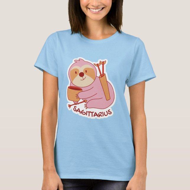CUTE SLOTH ANIMAL DRINKING COFFEE ARIES T-Shirt (Front)