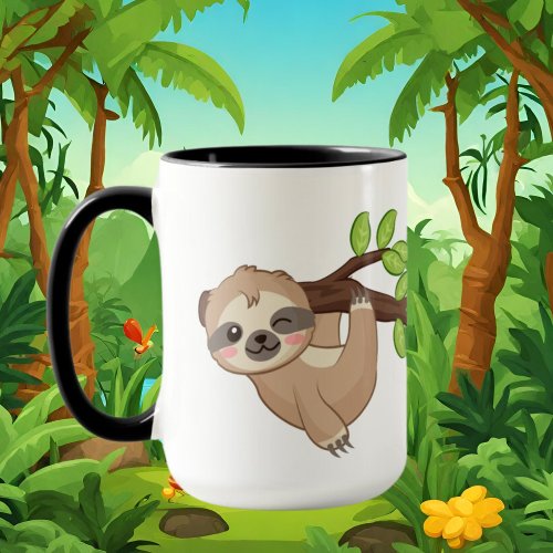 cute sloth animal lovers add monogram mug