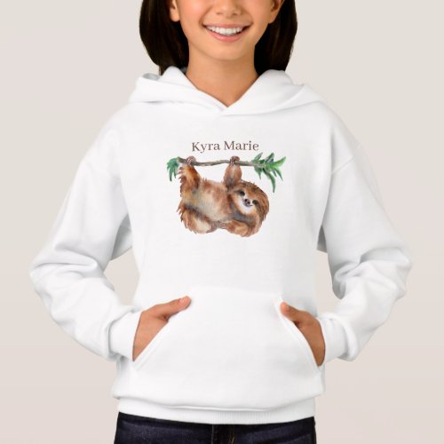 cute sloth animal lovers kids add name hoodie