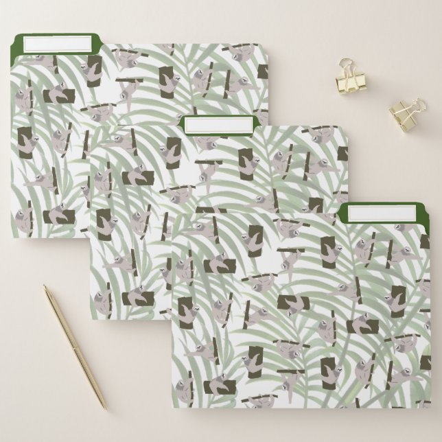Cute Sloth Animal Pattern in Wild Forest File Folder (Set)
