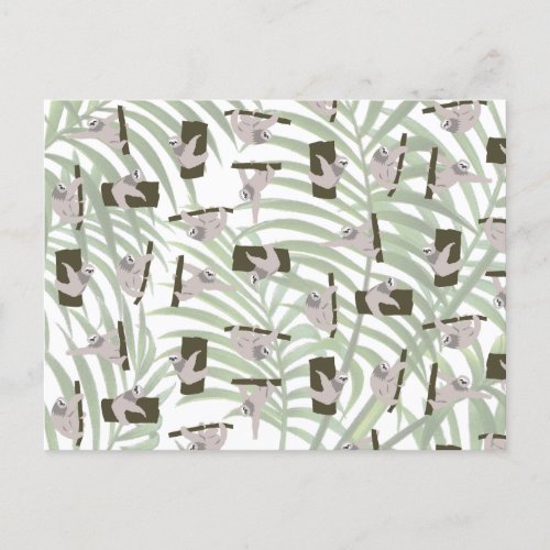 Cute Sloth Animal Pattern in Wild Forest Holiday Postcard