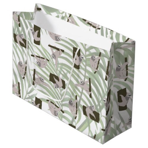 Cute Sloth Animal Pattern in Wild Forest Large Gift Bag